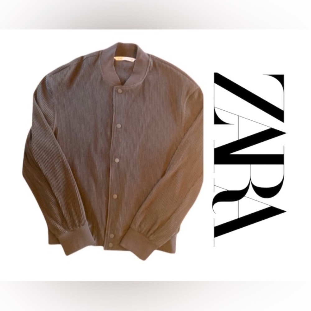 Zara Ripped Casual Dress Jacket Size Medium Black Ribbed